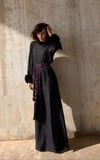 BLACK PLEATED KAFTAN WITH CUFFS