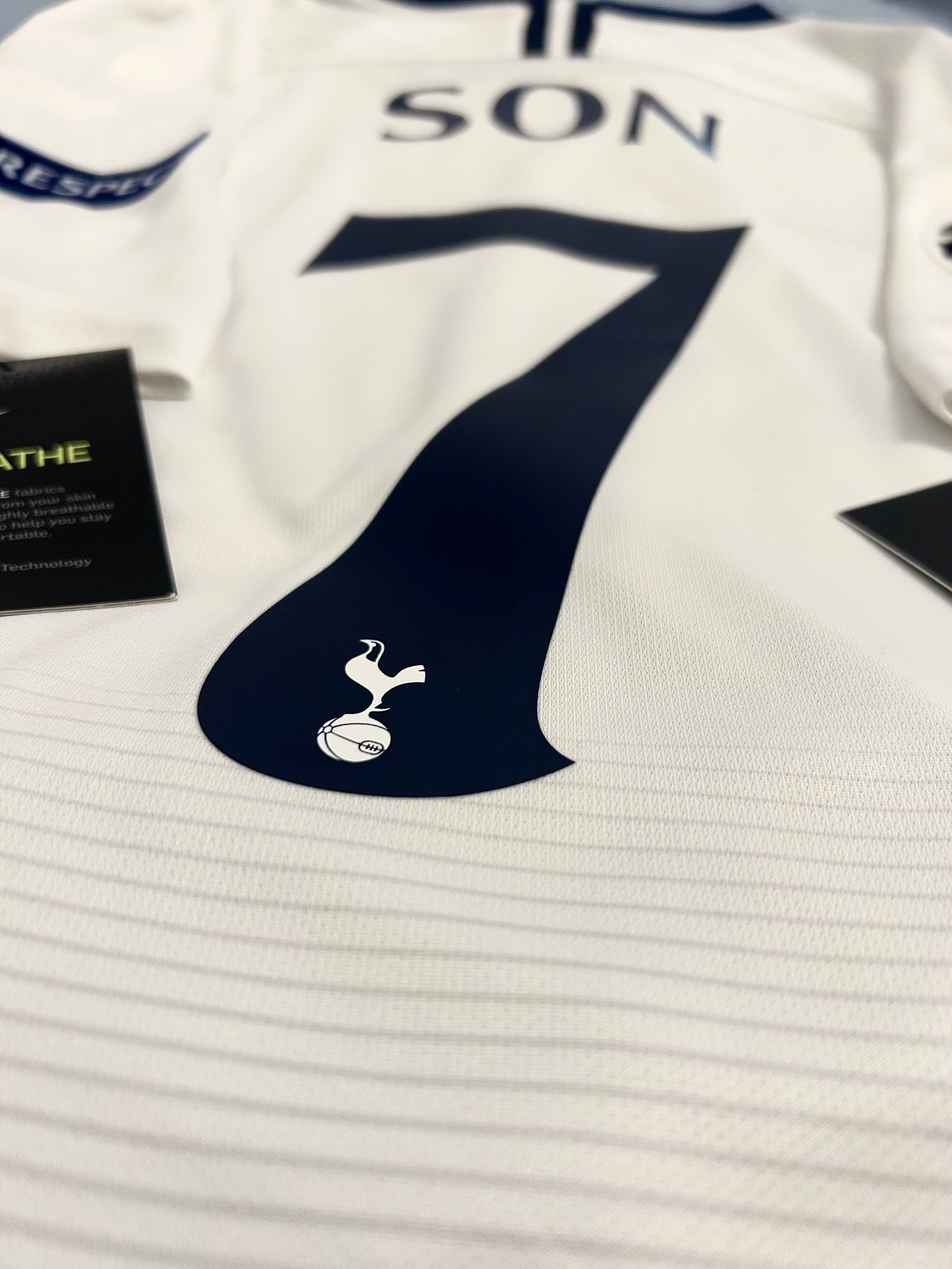 Image of NEW Tottenham Hotspur “SON 7” 2018/19 Home UCL Final Shirt + patches (L) 