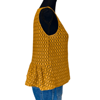 Image 6 of Yellow Crochet Sleeveless Zara Top with Ruffle Accent - Size M Beach Boho