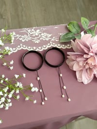 Image 2 of Double Dangly Pearls (Black)