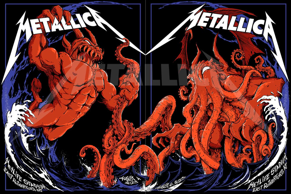 Image of Official METALLICA METLIFE Aug 4 & 6  SHOW POSTER SET 
