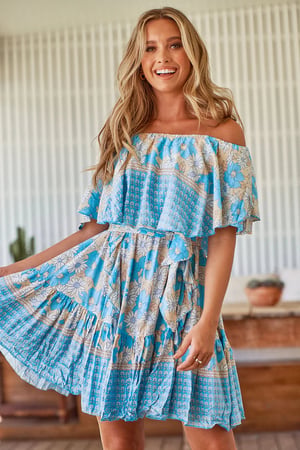 Image of Swan River Daisy Print Mini Georgie Dress. By JAASE