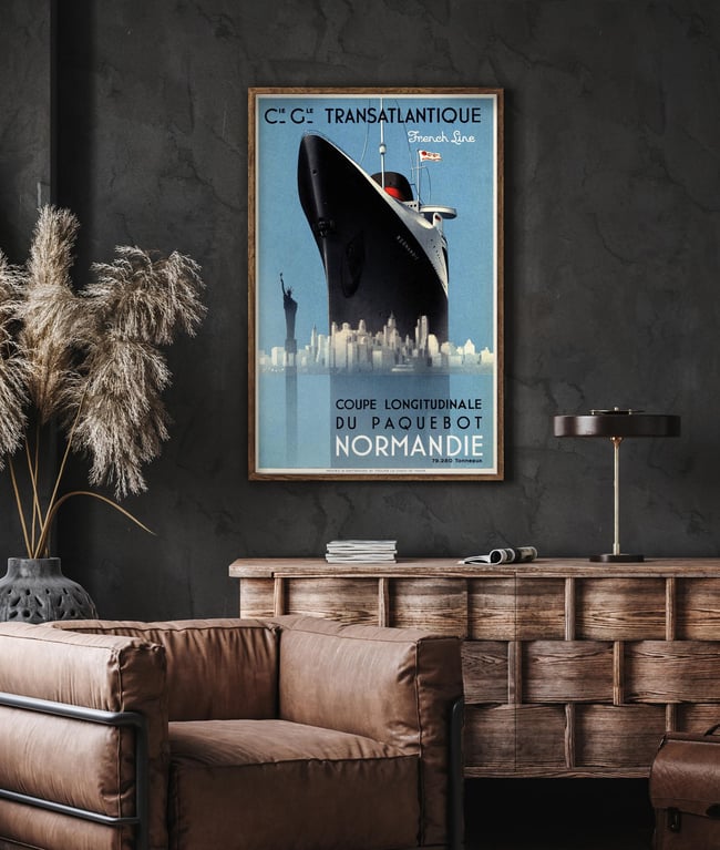 SS Normandie | Andre Wilquin | 1935 | Wall Art Print | Vintage Travel Poster
