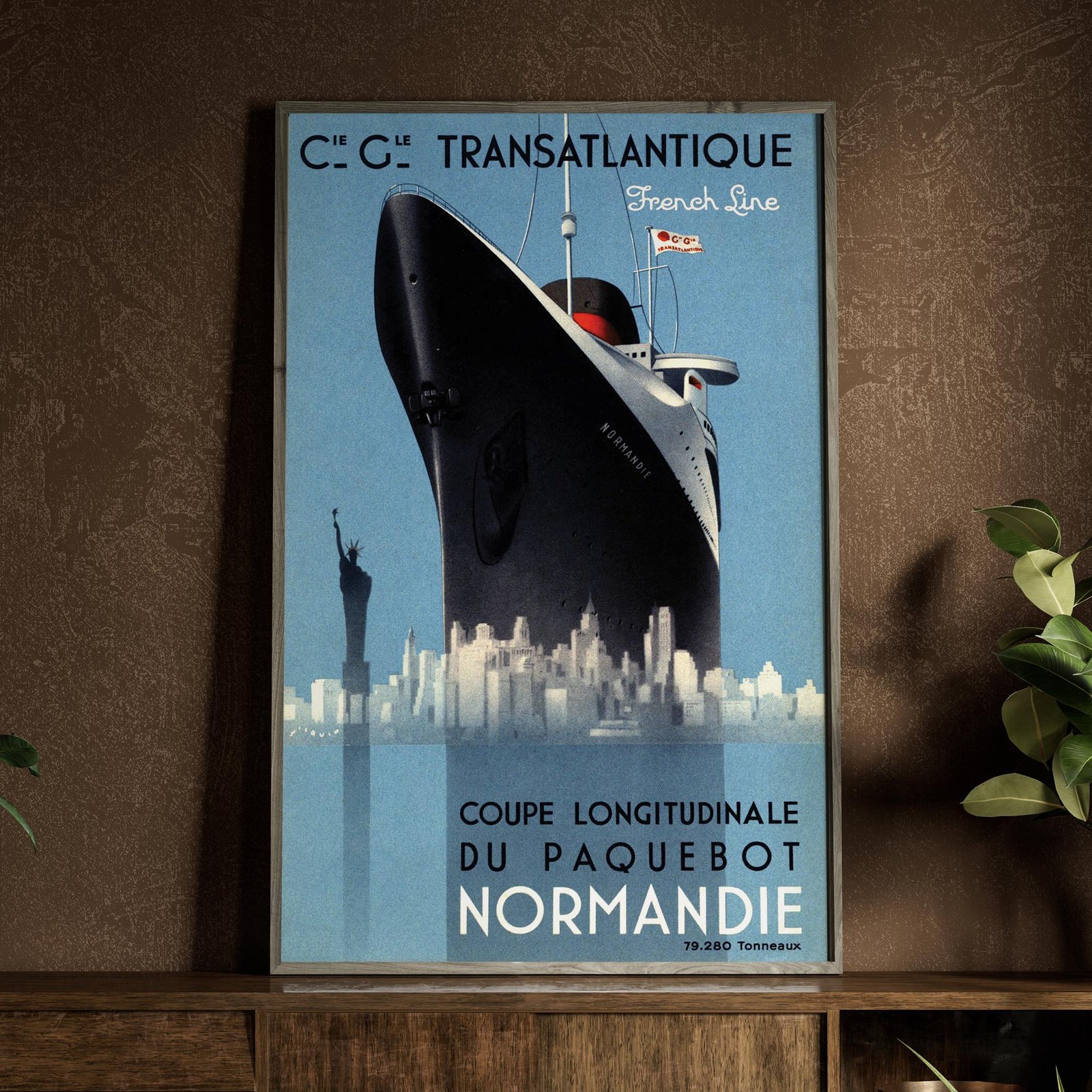 SS Normandie | Andre Wilquin | 1935 | Wall Art Print | Vintage