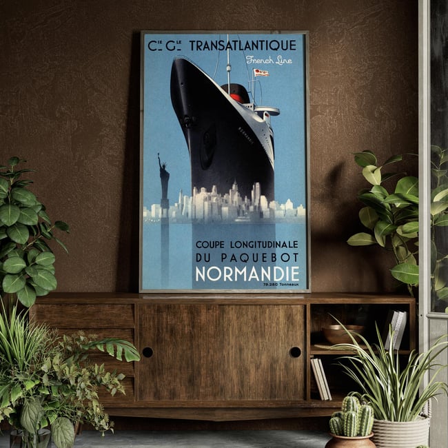 SS Normandie | Andre Wilquin | 1935 | Wall Art Print | Vintage Travel Poster