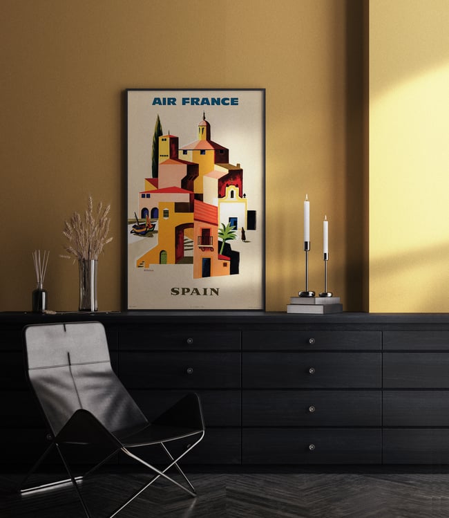 Air France Spain Vintage Travel Poster