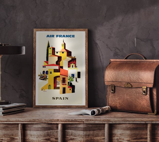 Air France Spain Vintage Travel Poster