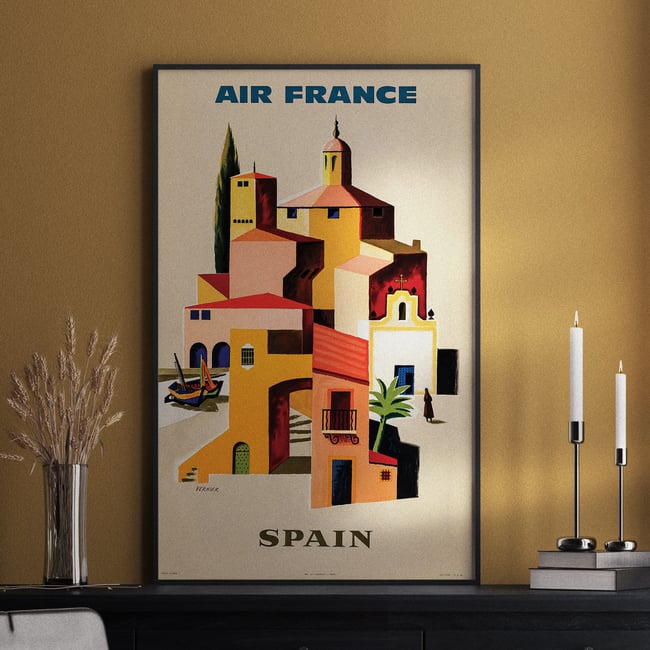 Air France Spain Vintage Travel Poster