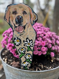 Image 1 of Yellow Lab Daisy Garden Fairy Wood Folk Art