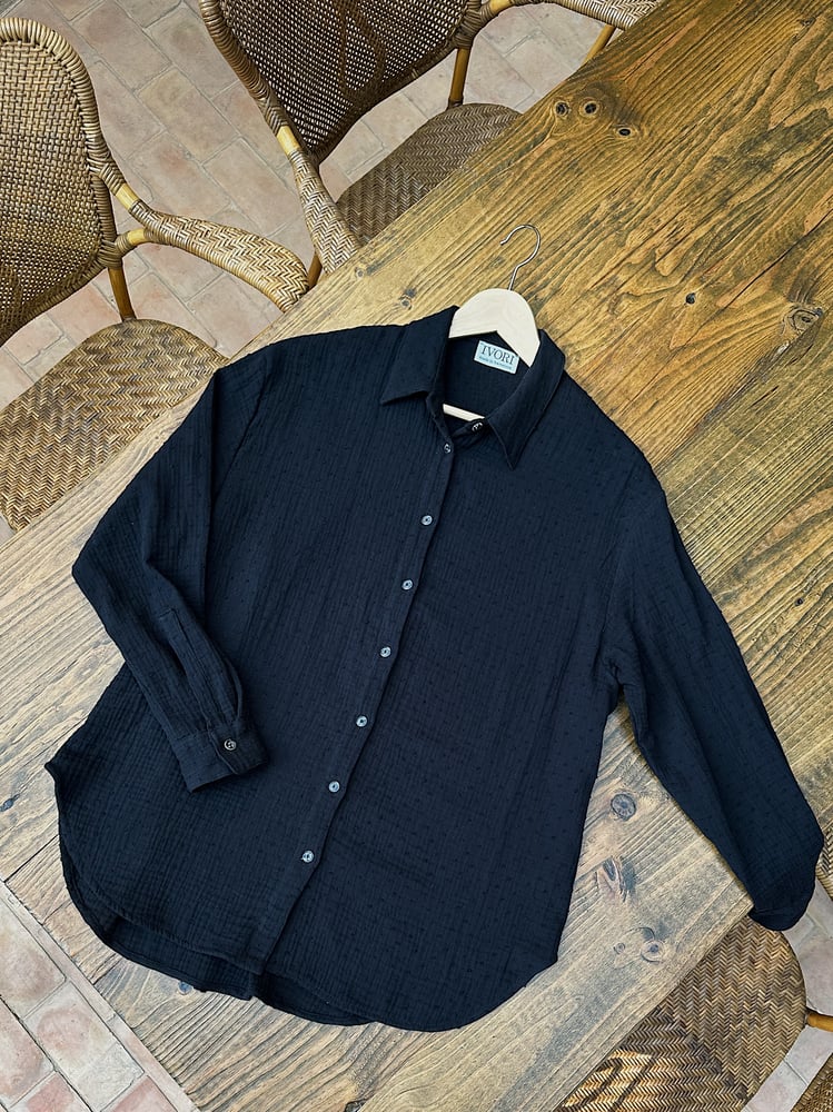 Image of NATI black plumeti shirt IVORI