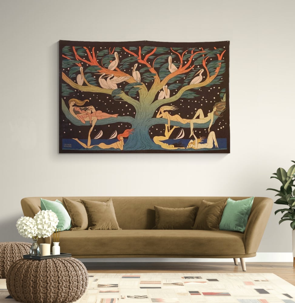 Image of Pelicans & Pleiades - Linen Tapestry