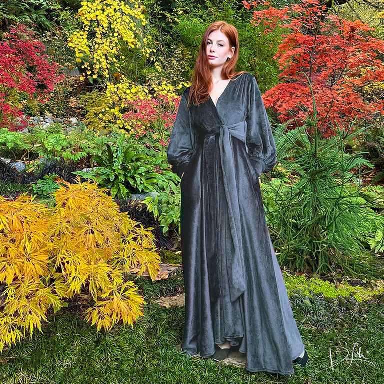 Charcoal "Felicia" Supreme Dressing Gown