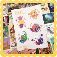 Image 1 of pikmin ✨ waterproof clear vinyl sticker sheet