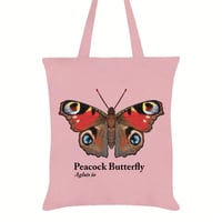 Image 1 of Peacock Butterfly Pink Tote Bag - Nature's Delights Collection
