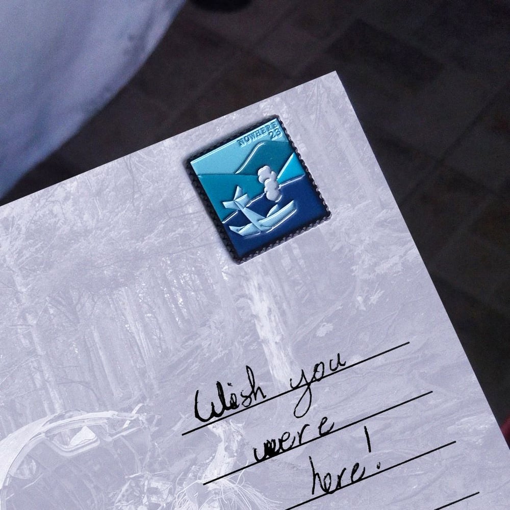 Image of wish you were here enamel pin