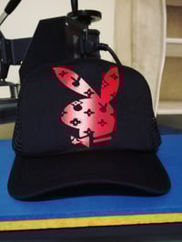 Image 3 of RED/BLACK Playboy Bunny "DIFFERENT"⚖️ Trucker Hat