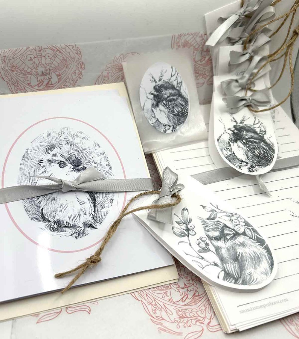 Stationery Set – Graphite bird theme