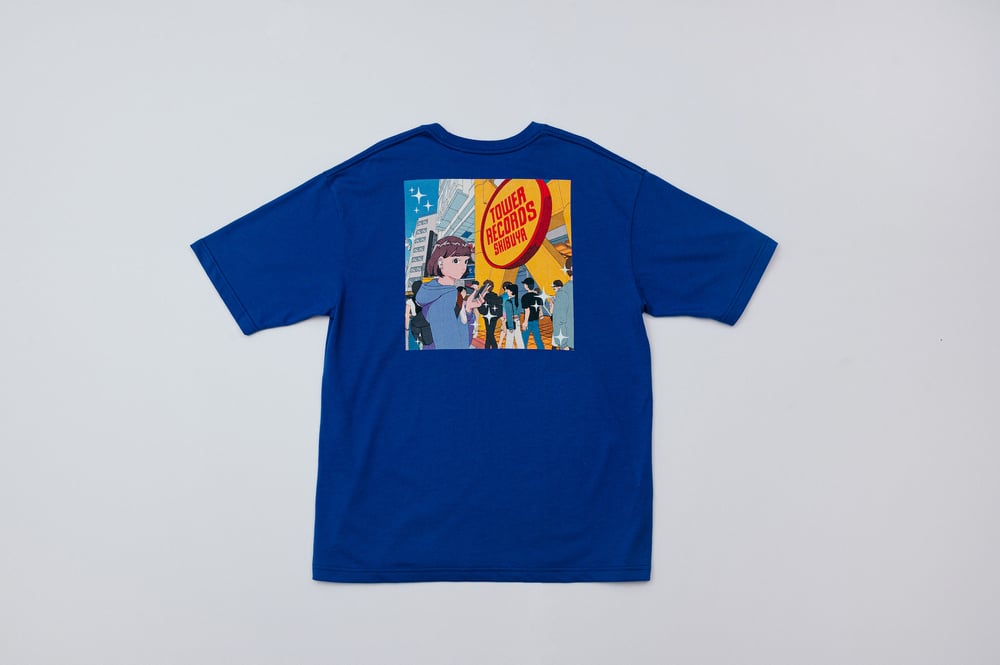 Image of "Tower Records Shibuya" Print Short Tee - Blue｜cover art series