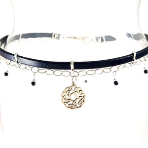 Image of Celtic Black Leather and Sterling Choker