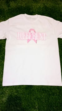 Image 5 of White "DIFFERENT" CANCER 🎗 AWARENESS T-Shirt