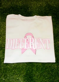 Image 1 of White "DIFFERENT" CANCER 🎗 AWARENESS T-Shirt