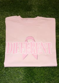 Image 1 of Pink "DIFFERENT" CANCER 🎗 AWARENESS T-Shirt