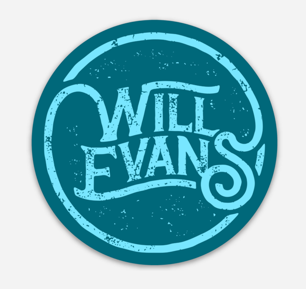 Image of Will Evans Logo Sticker (ocean colors)