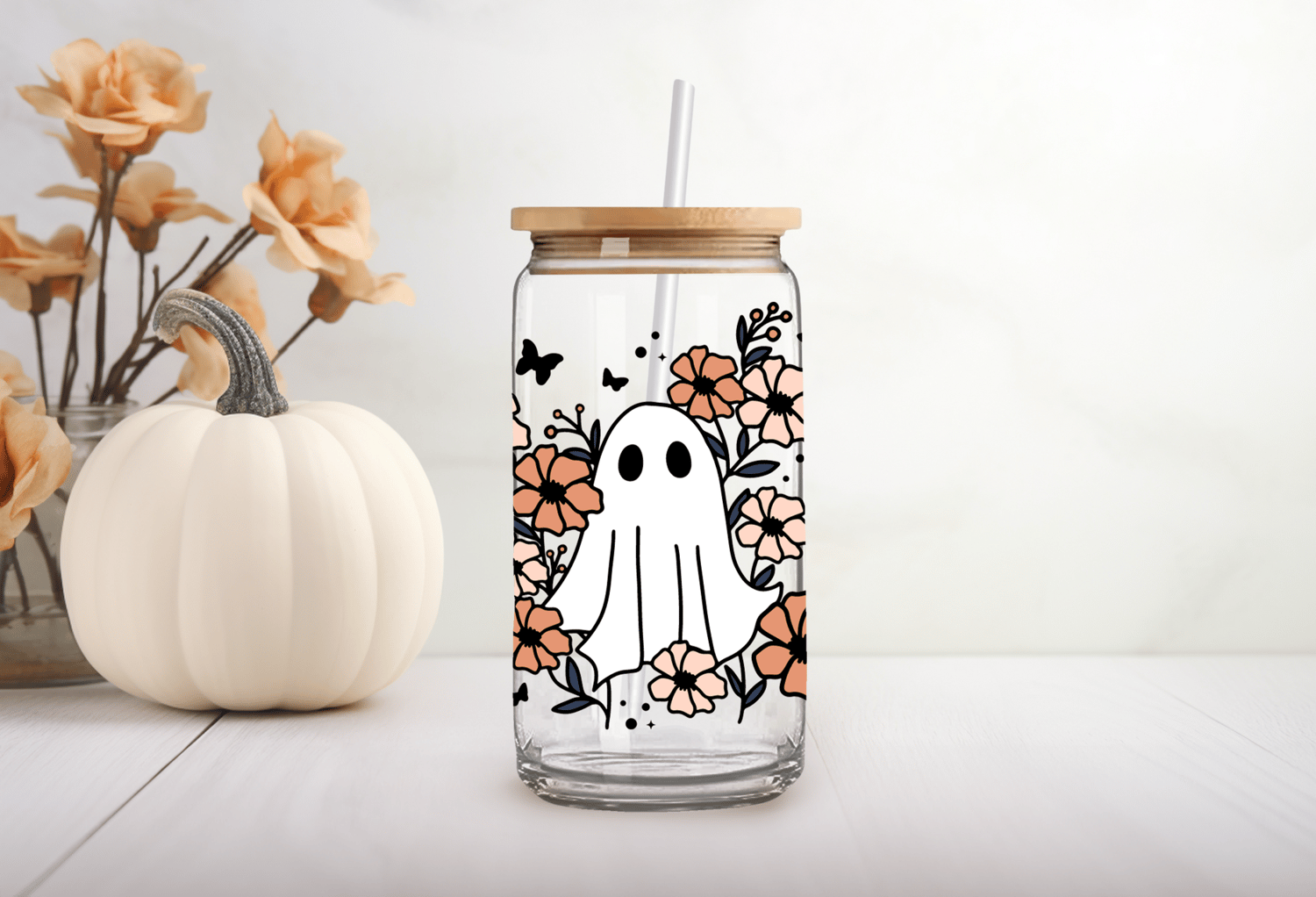 Image of Flower Ghost Libby Can Glass