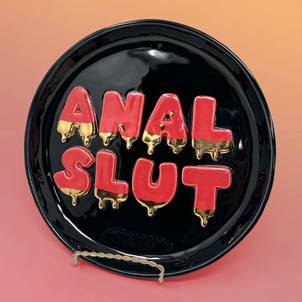 Image of Plates - Drippy Words with 22Kt Gold