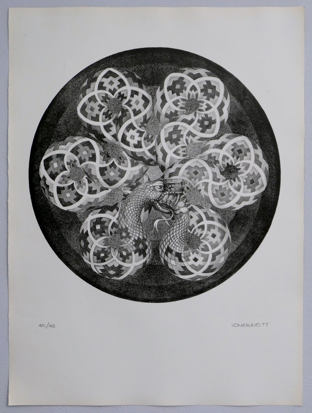 Image of Alberto Merino 1977 Quetzalcóatl Lithographic Print Black