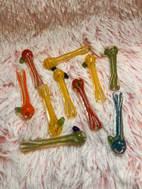 Image 1 of Colorful Long Twisting Silver Fumed Chillum Glass Pipe/ Glass One Hitter Pipe 