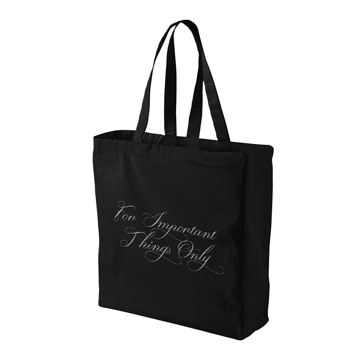 Image of TOTEBAG XL BLACK - FOR IMPORTANT THINGS ONLY