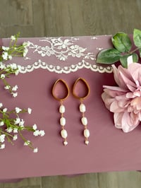 Image 1 of Chunky Pearl Dangles (Gold)