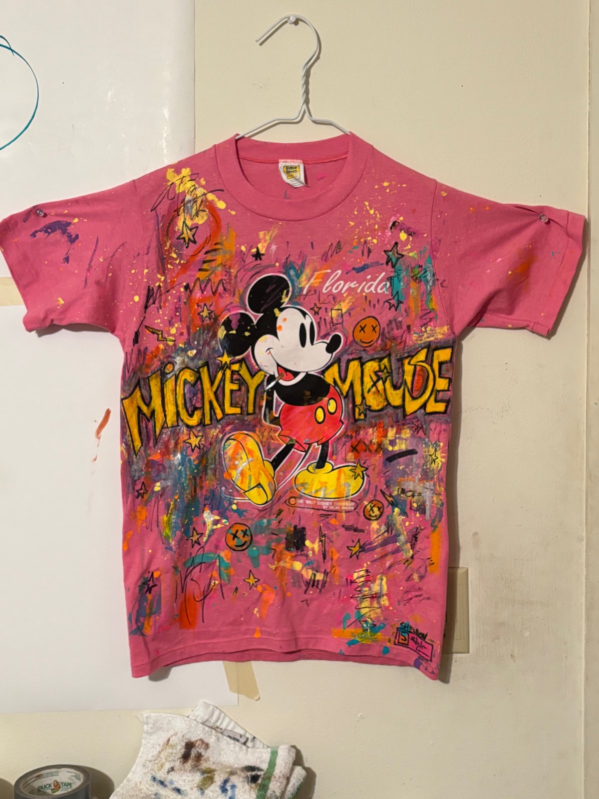 Image of "MICKEY" small. 1/1 hand-painted shirt