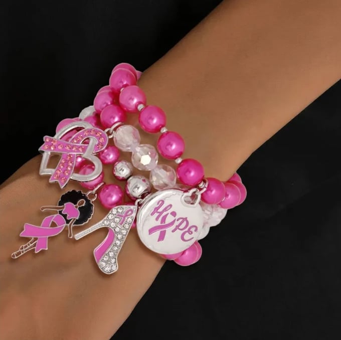 Image of Breast Cancer Stacked bracelets 