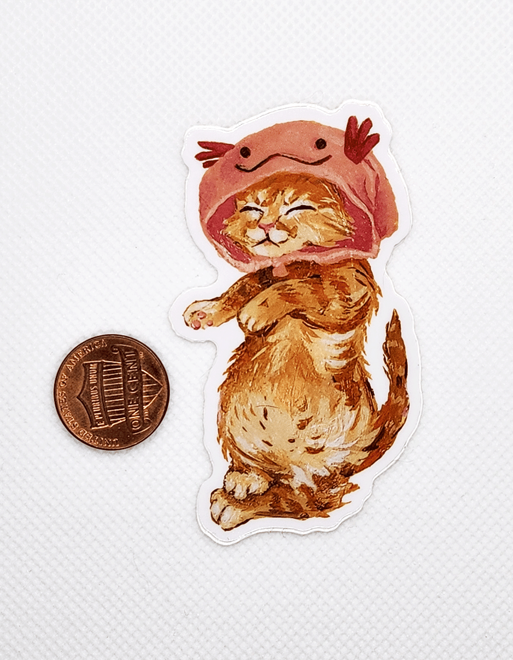 Image of Kitten Axolotl Hat Sticker 