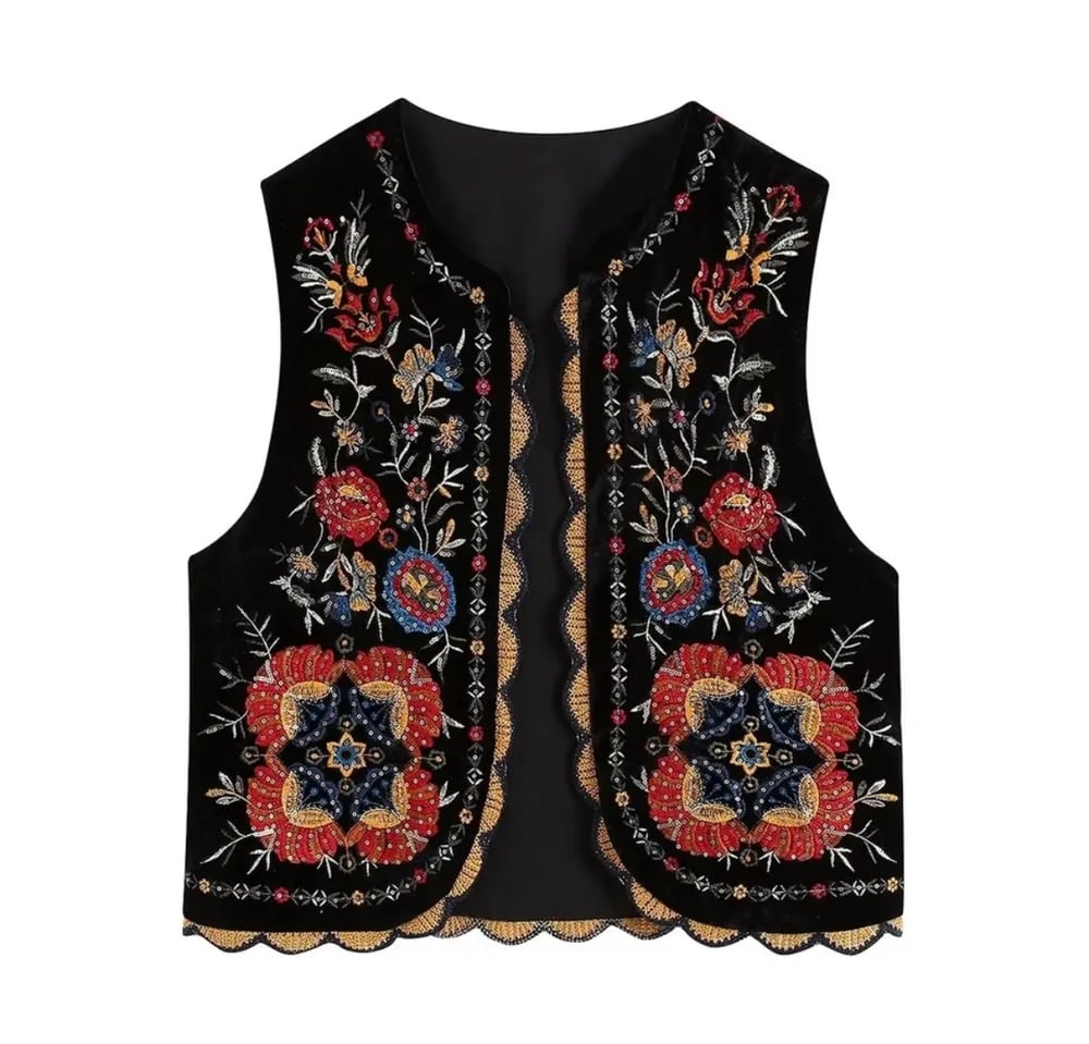 Image of Embroidered velvet waistcoat 