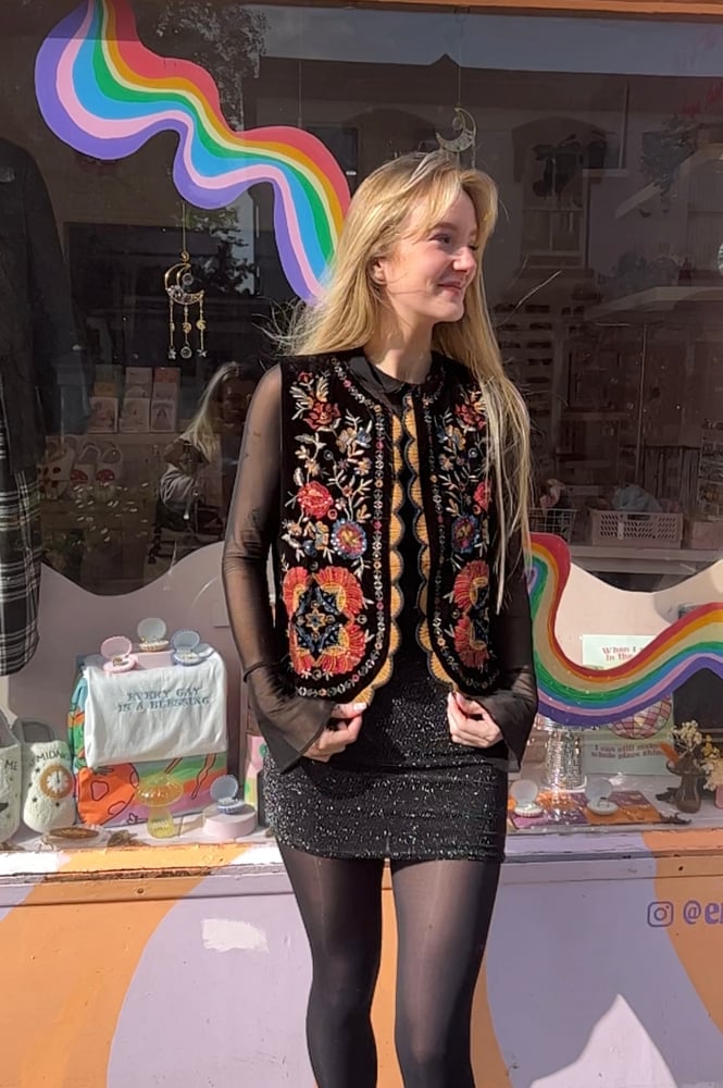 Image of Embroidered velvet waistcoat