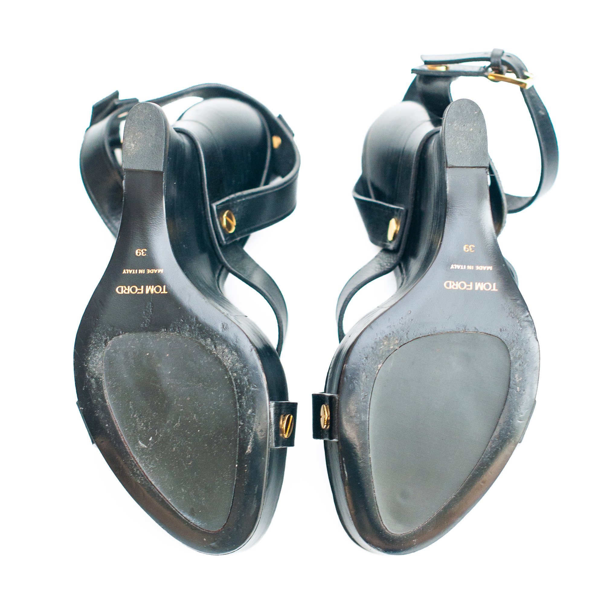 Image of Tom Ford Black Leather Wedge Heels