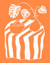 Orange Monstera Tablescape Print
