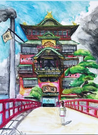 Spirited Away Watercolor Painting- $15 8.5x11" Print