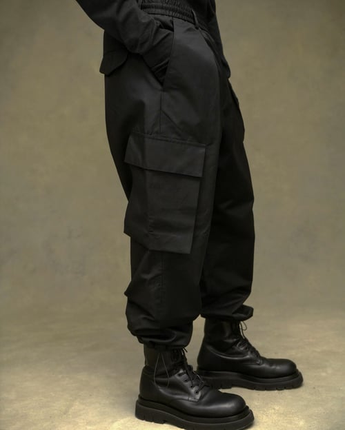 Image of Black Nylon Cargo Pants