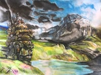 Howl's Moving Castle Watercolor Painting- $15 8.5x11" Print