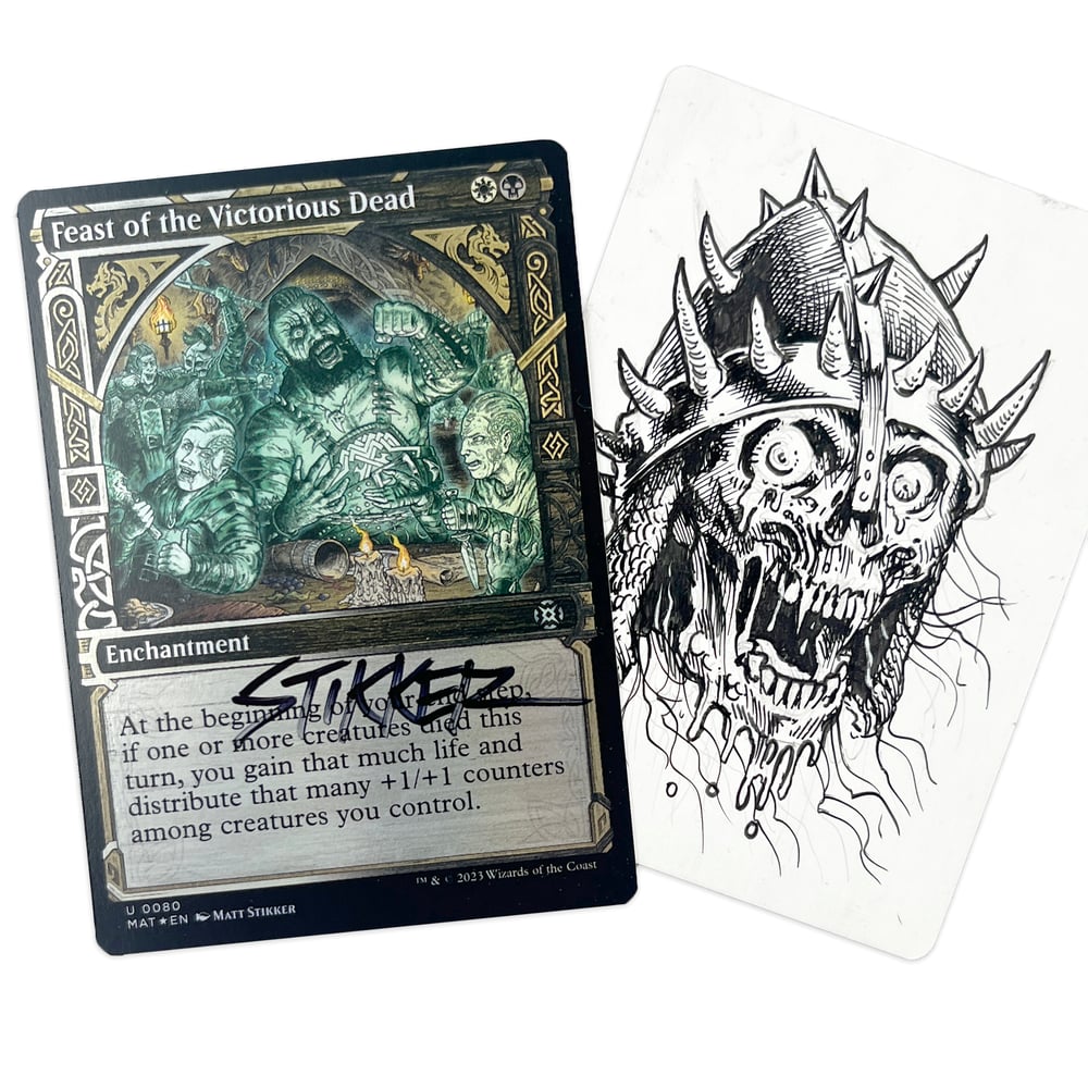 Image of MTG ARTIST PROOF CUSTOM SKETCH CARDS - FEAST OF THE VICTORIOUS DEAD