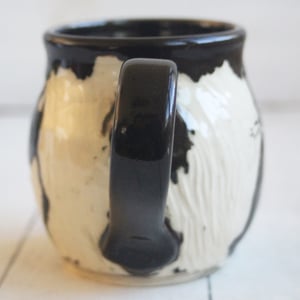 Image of Black Cat Sgraffito Mug, Hand Carved Kitty Coffee Cup, 12 oz., Made in USA