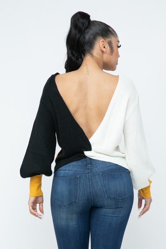 Image of 3PACK TRIO V-BACK SWEATER-MUSTARD MIX