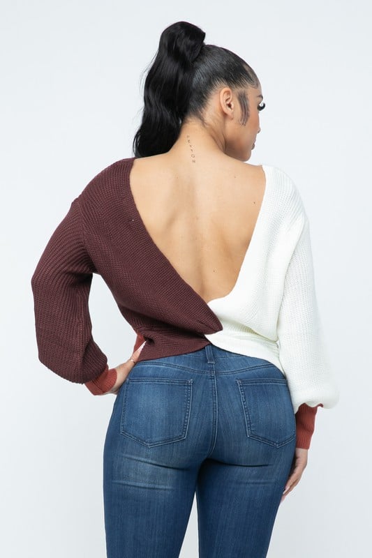 Image of 3PACK TRIO V-BACK SWEATER-RUST MIX