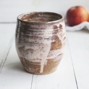 Image of Rustic Pottery Mug in a Honey and Cream Glaze, 17 oz. Handcrafted Coffee Cup, Made in USA