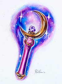 Sailor Moon Wand Color Pencil Drawing- 8.5x11" Print- PREORDER 