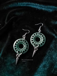 Green Wood & Spike Earrings